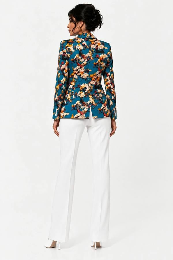 Detail of the enchanted blossom branch print on blazer CLWJ2613
