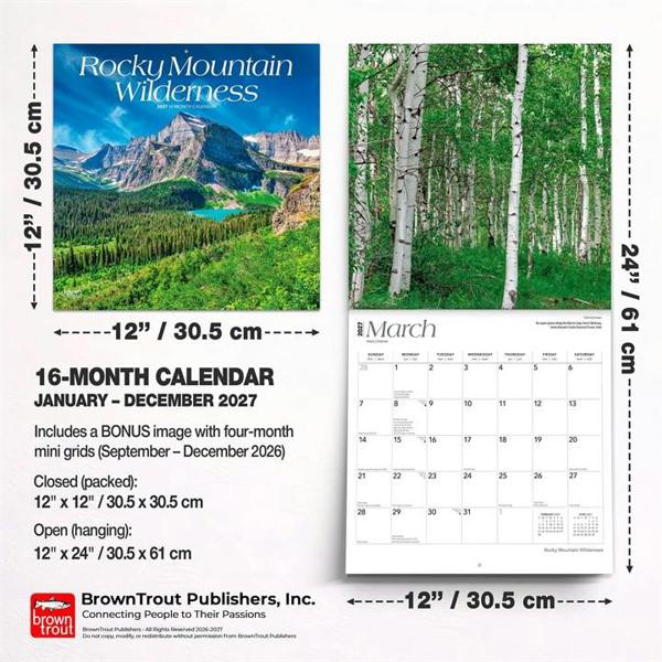Rocky Mountain Wilderness Calendar 2027, Wall Calendars, Month To View, Travel, Gift