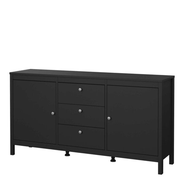 Wyld Haus Gossmere Matt Black Sideboard 2 Doors 3 Drawers