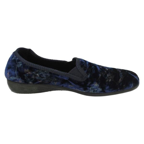 Spot On Ladies Spot On Embroided Floral Design Slippers