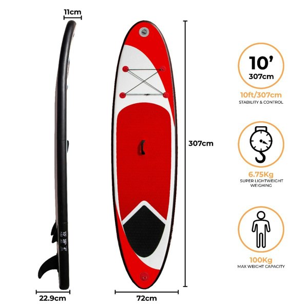 Monstershop 10ft Red Inflatable Paddle Board