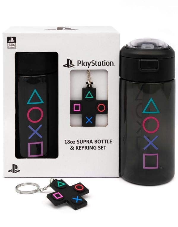 Vanilla Underground PlayStation Womens Black Controller Symbols Print Spout Water Bottle (One Size)