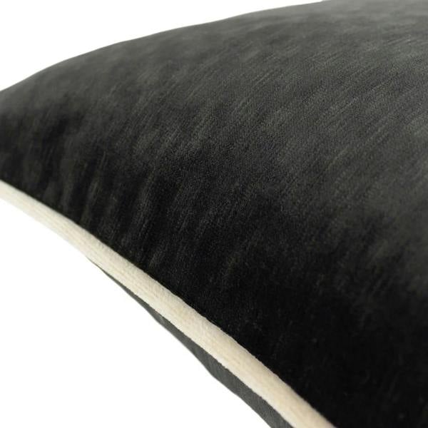 Paoletti Torto Velvet Rectangular Cushion Cover - Black/Ivory - 