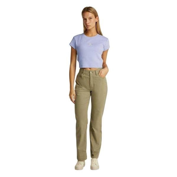 Calvin Klein Womens/Ladies Logo Ribbed Slim Crop Top - Lavender Purple - 