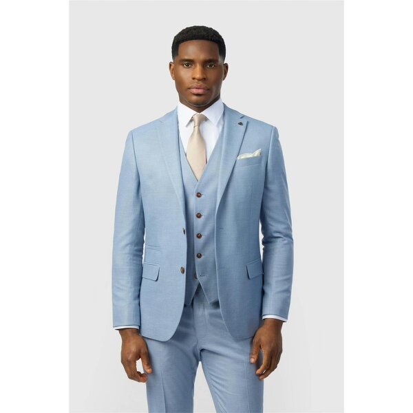 Antique Rogue Slim Fit Blake Pale Blue Texture Jacket
