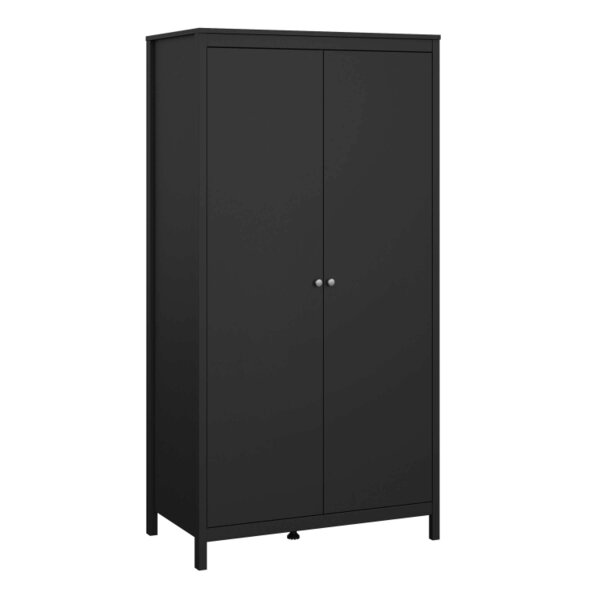 Wyld Haus Gossmere Matt Black Bedroom Set - Bedside Table + Chest of Drawers + Wardrobe 2 Doors