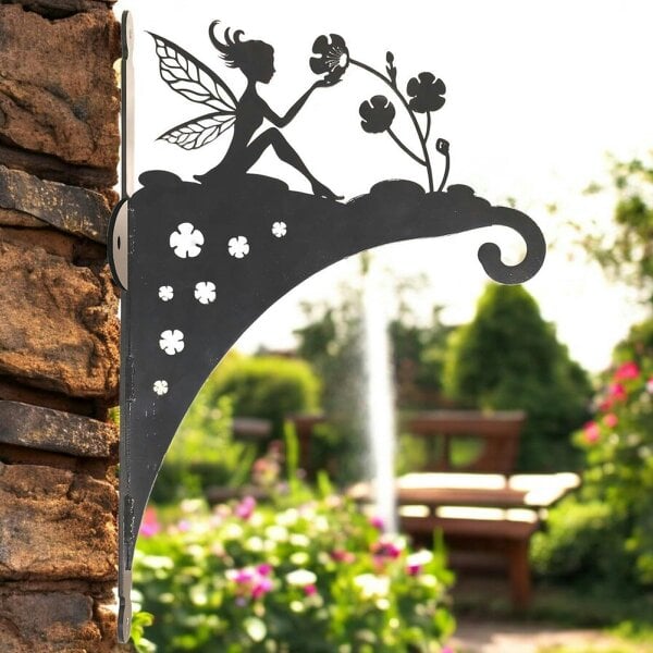EDH Door Hardware Epsom Door Handle Decorative Metal Fairy Hanging Basket Bracket – Heavy-Duty Wall Hook for Planters, Bird Feeders & Outdoor Décor