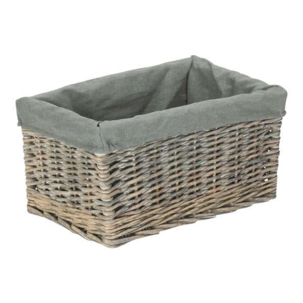 Medium Grey Wash Grey Cotton Lined Willow Storage Baskets