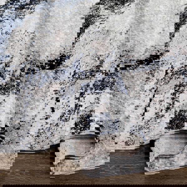 Livabliss Wanderlust-Abstract Blue Grey Black Modern Marble Rug