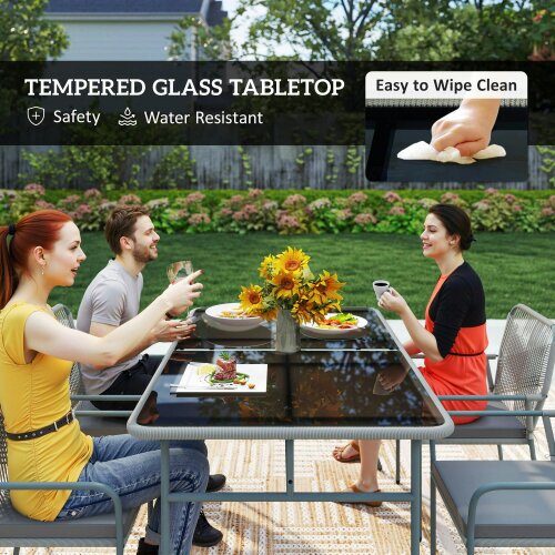 Wyld Haus Rolapa Rattan Rope Grey 4 Seater Outdoor Garden Dining Set With Stackable Chairs
