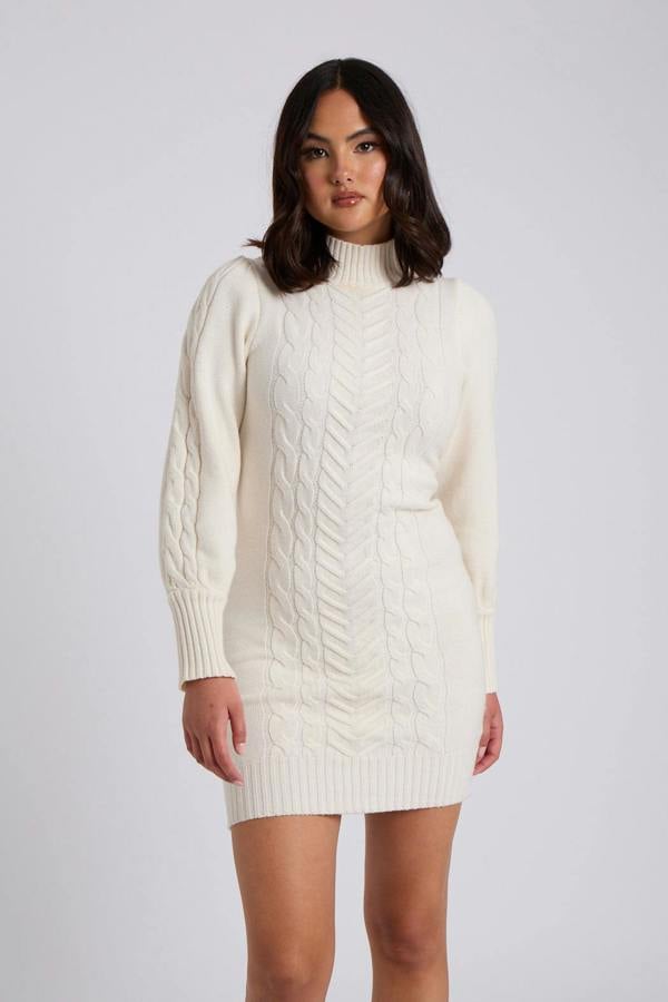Urban Bliss Lia Cream Cable Knit Dress
