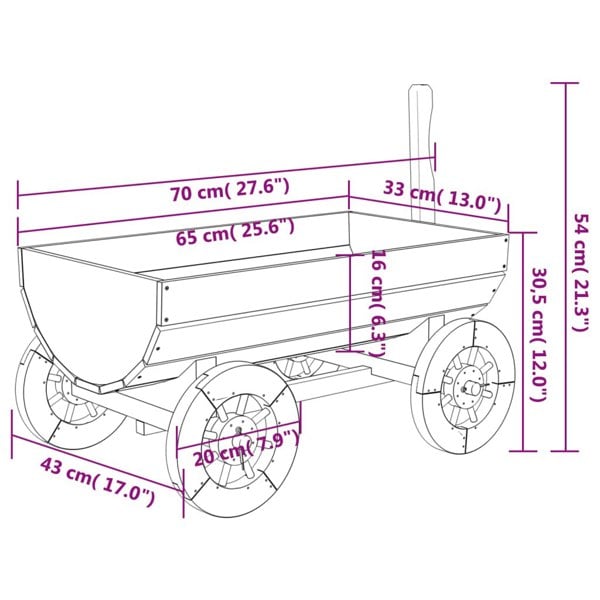Berkfield Decorative Wagon 70x43x54 cm Solid Wood Fir