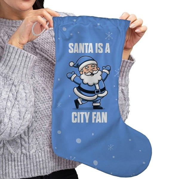 BritishmadeGifts Santa is a City Football Fan - Christmas Stocking