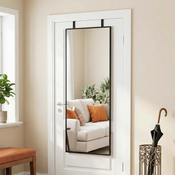HOMCOM 40 x 110 cm Full Length Wall Mirror with Adjustable Hooks, Black