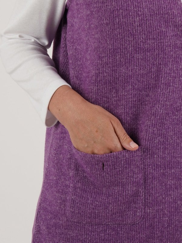 PennyPlain Ribbed Button Gilet - Amethyst
