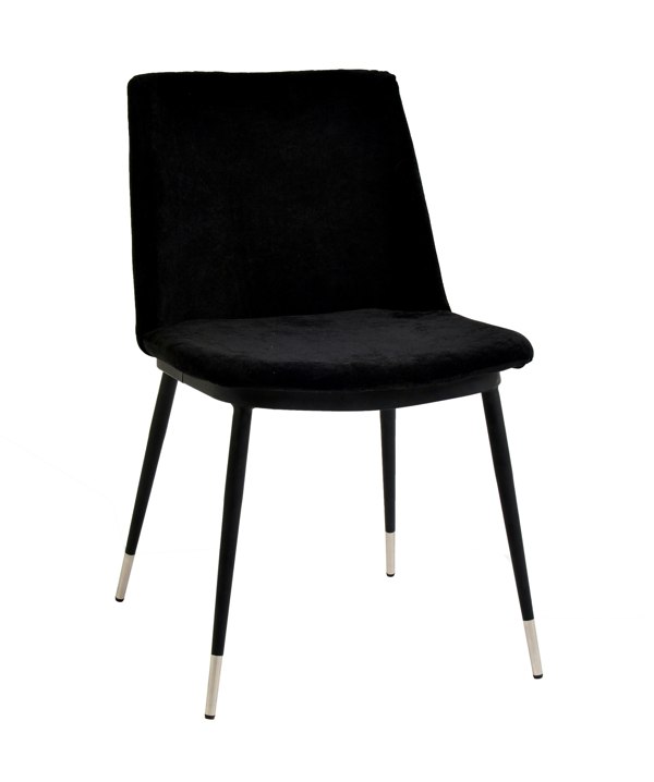 Furniture Edit Evora Black Velvet Dining Chair Silver Legs Set of 2