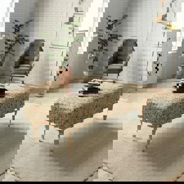 Artisan Crafted Stitched Ottoman Footrest for Lounge – Multi - Functional Bench & Coffee Table - ISTOOLS