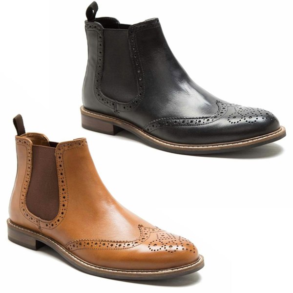 Thomas Crick Red Tape Crick Downton Brogue Mens Chelsea Pull On Leather