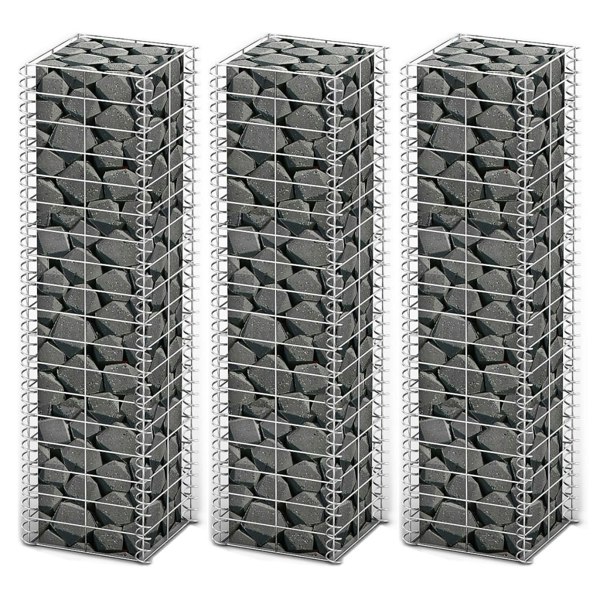 Berkfield Gabion Set 3 pcs Galvanised Wire 25 x 25 x 100 cm