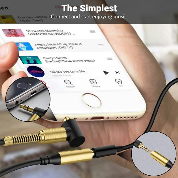ULTRICS AUX Extension Cable, 3.5mm Right Angle Male to Female Audio Lead with Gold Plated Jack
