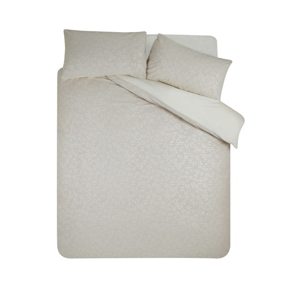 Catherine Lansfield Corded Leaves Duvet Cover Set Champagne Gold