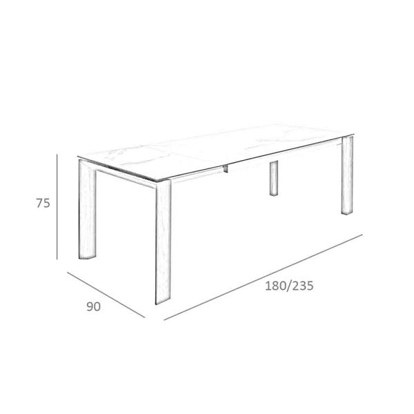 Angel Cerdá Rectangular porcelain marble and walnut extending dining table 1095