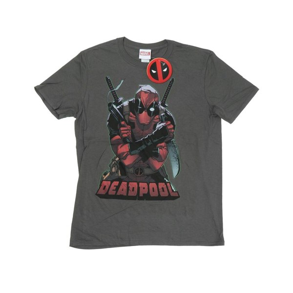 Marvel Mens Deadpool Ready For Action T-Shirt - Light Graphite