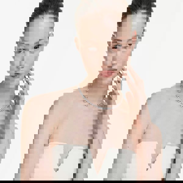 Swarovski Una Angelic Rhodium Plated Blue & White Crystal Tennis Necklace 5733402