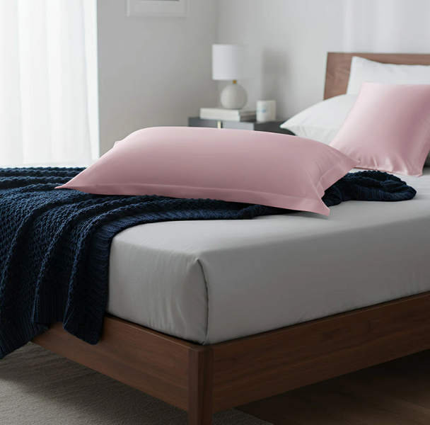 Anyhouz Pillowcase 50x75cm Pink Natural Mulberry Silk For Comfortable And Relaxing Home Bed