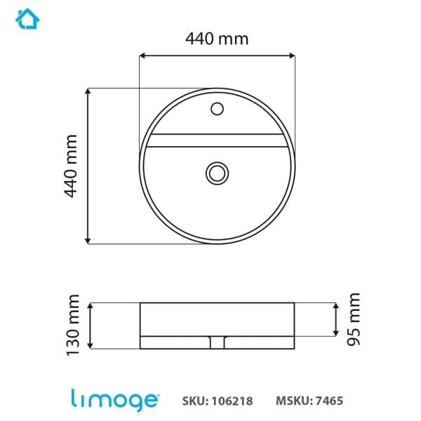 Limoge 7465 Ceramic All-in-One Thick-Edge Countertop Basin