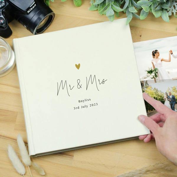 Personalised Gold Heart Couples Square Photo Album - lifestyle shot