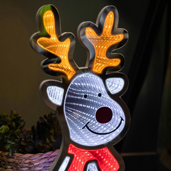 Samuel Alexander 40cm Infinity Standing Christmas Reindeer with Metal Base, White and Red LEDs