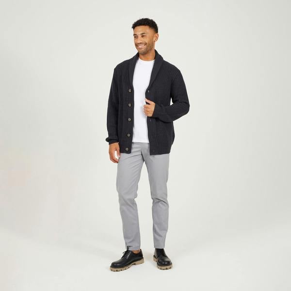 Brave Soul Navy Shawl Neck Chunky Knit Cardigan - Navy Image 3