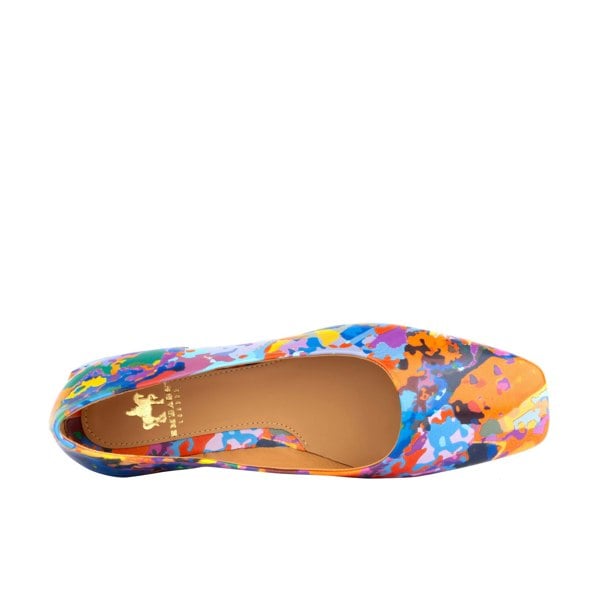 Embassy London Ballerina - Summer Colours - Women's low heel square toe leather pump in bright print