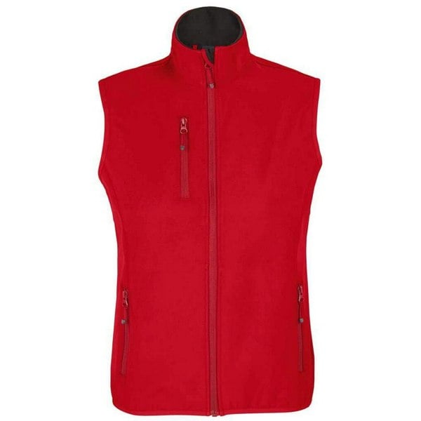 SOLS Womens Falcon Softshell Recycled Body Warmer - Pepper Red