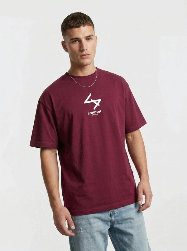 London Attitude Japanese inspired Oversized Heavyweight Cotton T-Shirt - Garnet
