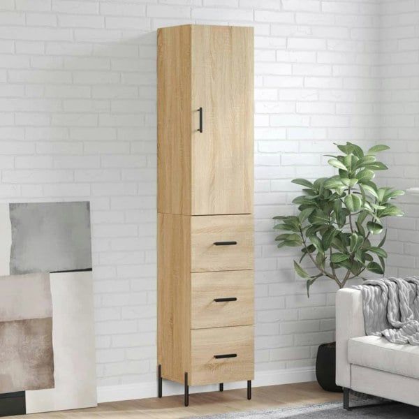 Berkfield Highboard Sonoma Oak 34.5x34x180 cm Engineered Wood