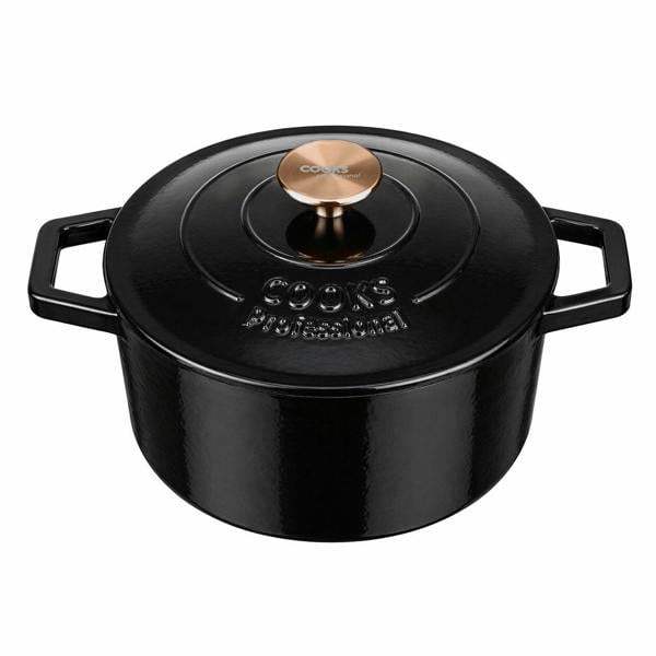 Cooks Professional 20cm Cast Iron Casserole | Black