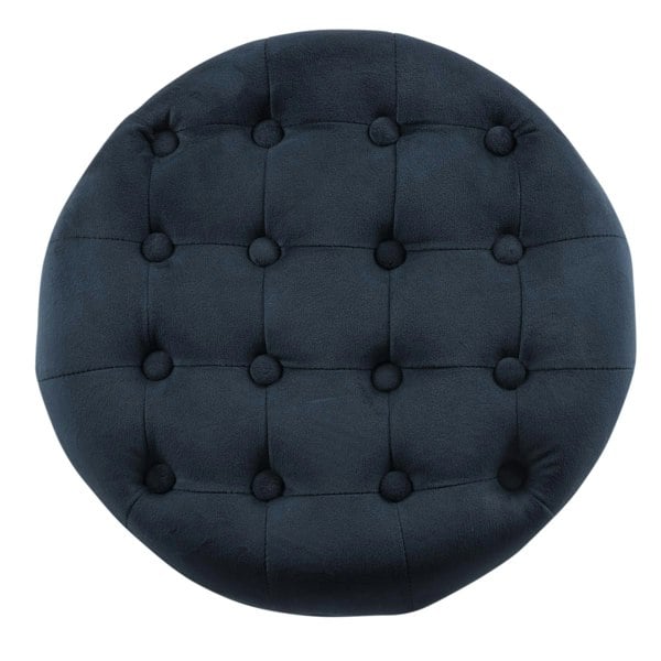 Luxury Living Cambridge Tufted Round Storage Ottoman Footstool - Ink Navy