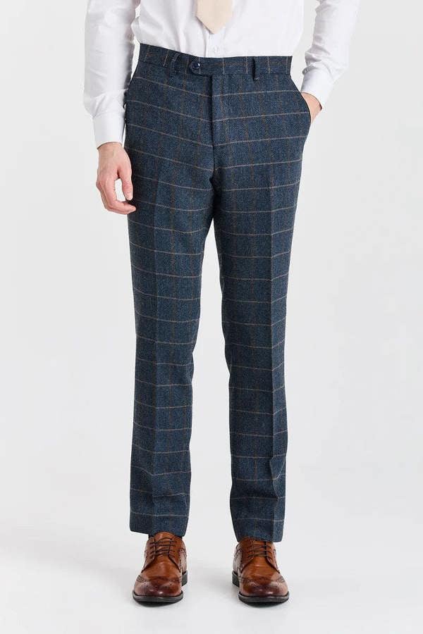 Paul Andrew Harris - Men's Navy Tweed Wool Blend Trousers