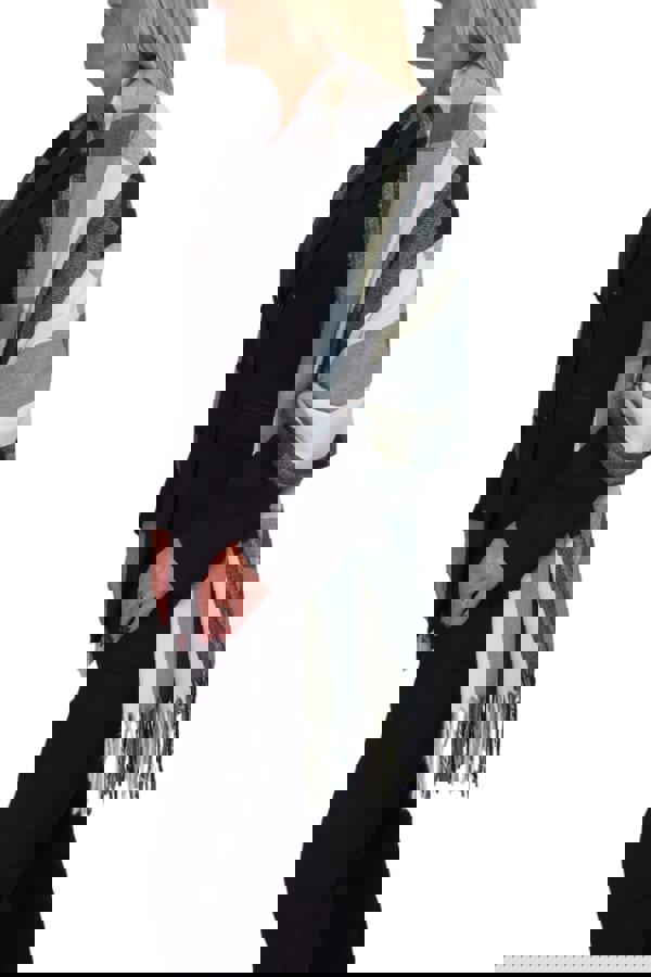 Paulo Due Wool Pashmina Shawl Oversized Plaid Wrap Scarf