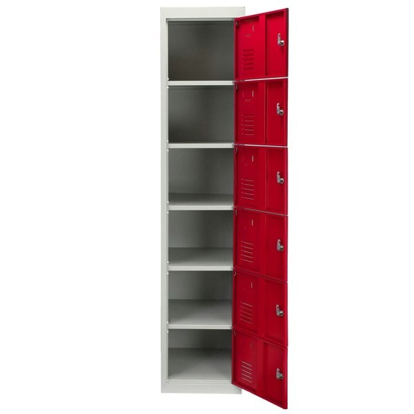 Monstershop Metal Storage Lockers - Six Doors, Flatpacked, Red
