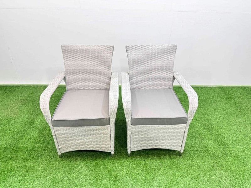 Fimous Rattan Garden Furniture Set with Rectangular Dining Table And Dining Chairs 6 Seater Light Grey Mixed