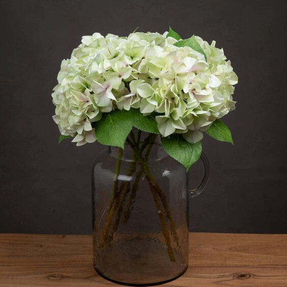 Wyld Haus Set of 3 Artificial Flowers Shabby Green Single Hydrangea Stems