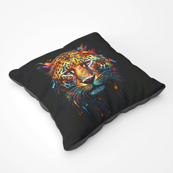 Warren Reed Splashart Leopard Face Floor Cushion