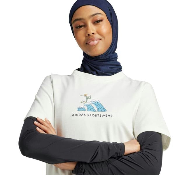 Adidas Womens/Ladies Doodle Surf T-Shirt - Off White - 