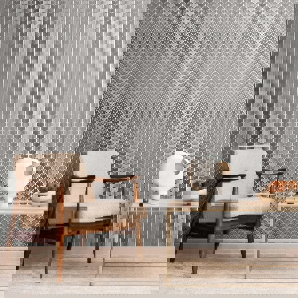 Hoopla Walls Retro Arch - Black 10m Wallpaper