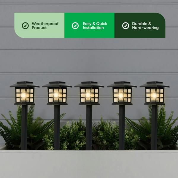 Gardenwize Pack of 12 Solar Pathway Lights – Warm White LED Garden Stake Lights