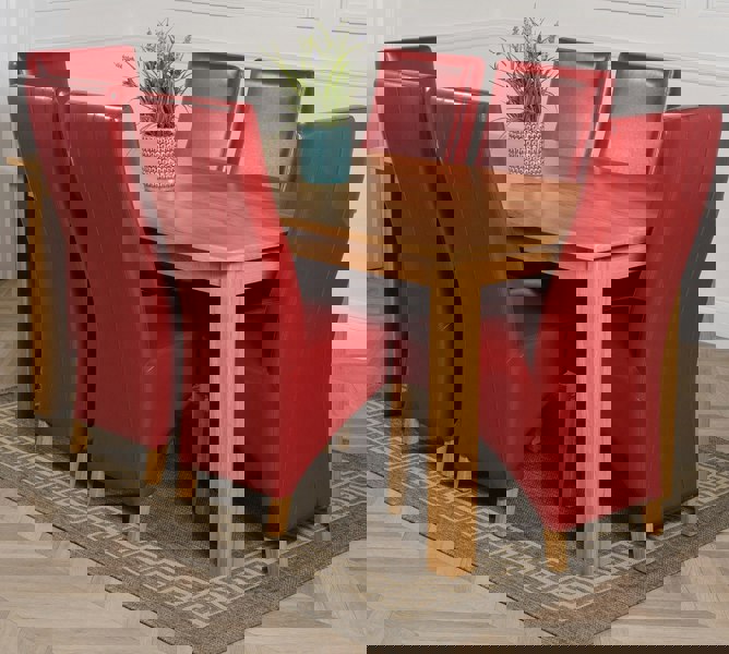 That's Furniture Oslo 180 x 90cm Large Oak Dining Set with Lola Leather Chairs