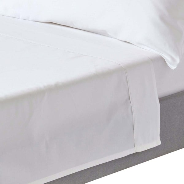HOMESCAPES Organic 400 TC Egyptian Cotton Sateen Flat Sheet